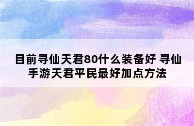 目前寻仙天君80什么装备好 寻仙手游天君平民最好加点方法